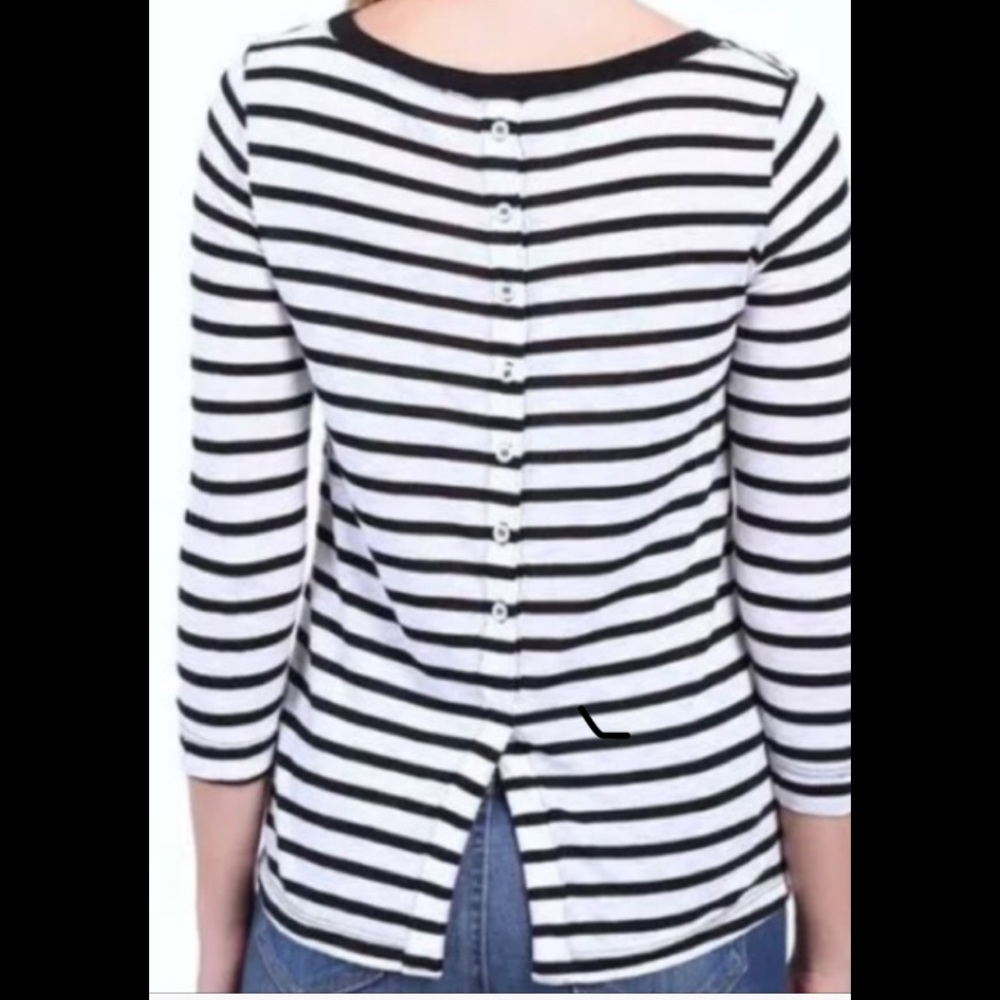 Splendid Navy Off White stripe button up back Small preppy academia classic